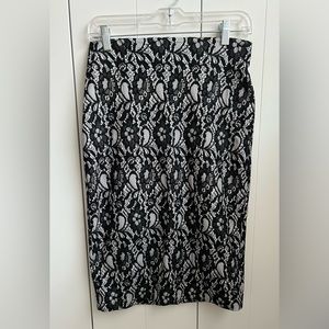 Lace Pencil Skirt | Black & White | 6